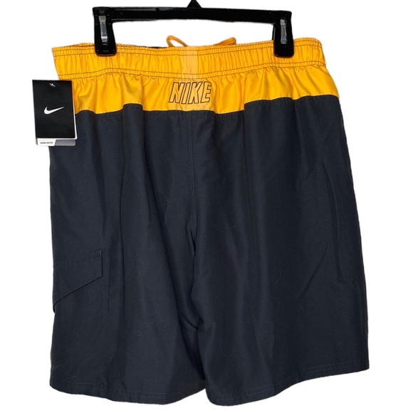 Nike Water Shedding Mesh Lined Swim Trunks (Size: L, Color: Grey/Orange/White) - Picture 2 of 4